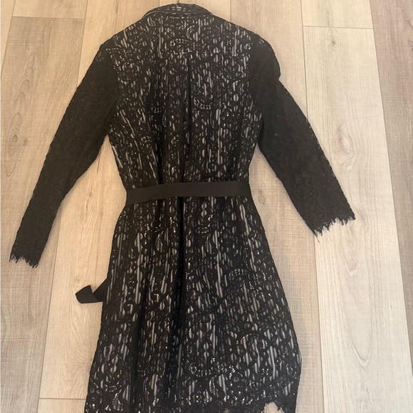 Vineyard Vines Black Lace Full Sleeve Dress with Belt. - Picture 4 of 5